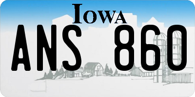 IA license plate ANS860