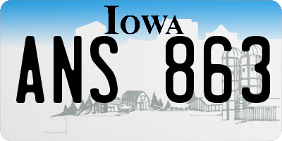 IA license plate ANS863