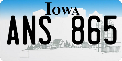 IA license plate ANS865