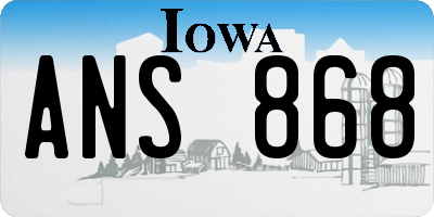 IA license plate ANS868