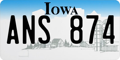 IA license plate ANS874