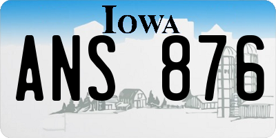 IA license plate ANS876