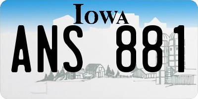IA license plate ANS881
