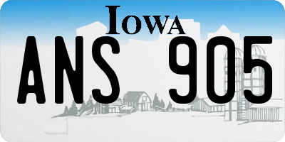 IA license plate ANS905