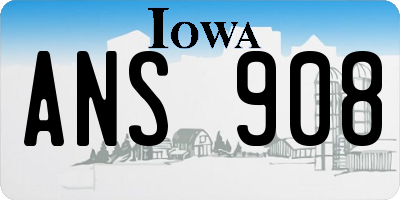 IA license plate ANS908