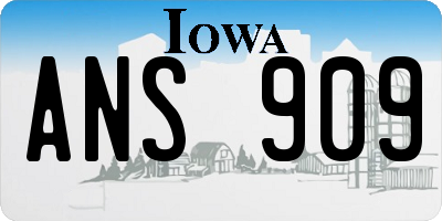 IA license plate ANS909
