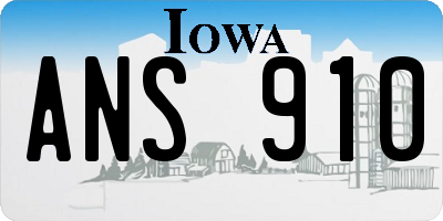 IA license plate ANS910