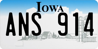 IA license plate ANS914