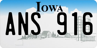 IA license plate ANS916