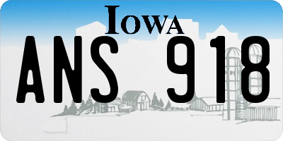 IA license plate ANS918