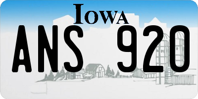 IA license plate ANS920