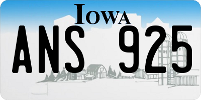 IA license plate ANS925