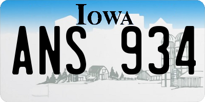 IA license plate ANS934