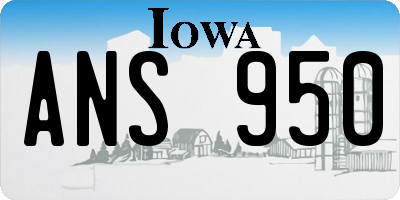 IA license plate ANS950