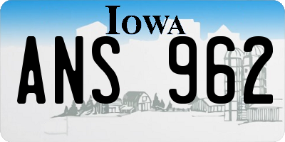 IA license plate ANS962
