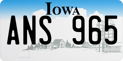 IA license plate ANS965