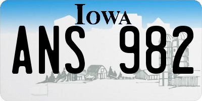 IA license plate ANS982