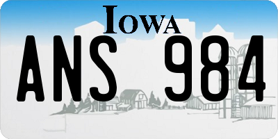 IA license plate ANS984