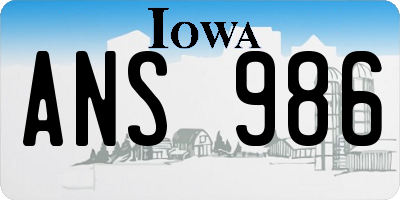 IA license plate ANS986