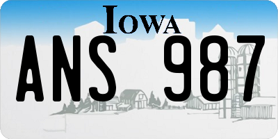 IA license plate ANS987