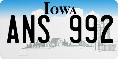 IA license plate ANS992