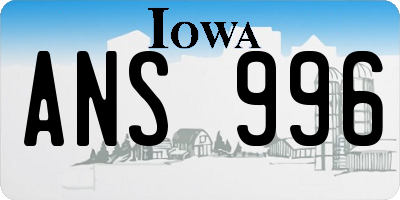 IA license plate ANS996