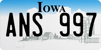 IA license plate ANS997