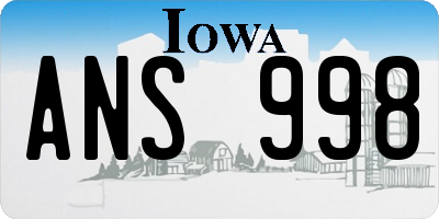 IA license plate ANS998
