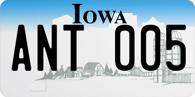 IA license plate ANT005