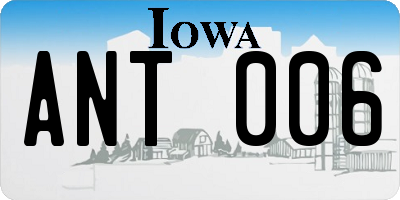 IA license plate ANT006