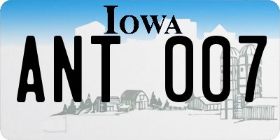 IA license plate ANT007