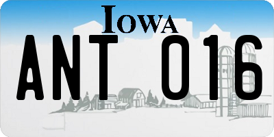 IA license plate ANT016