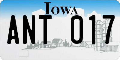 IA license plate ANT017