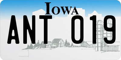 IA license plate ANT019
