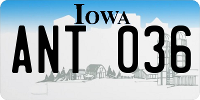 IA license plate ANT036