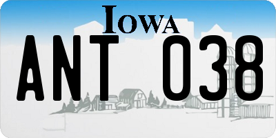 IA license plate ANT038