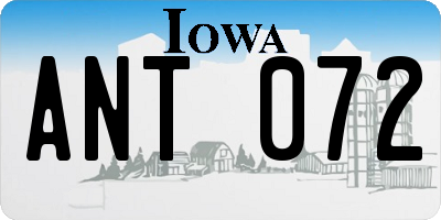 IA license plate ANT072