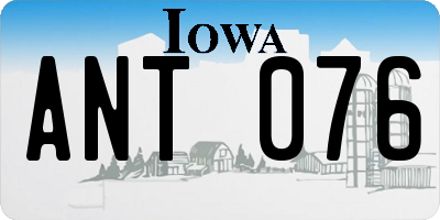 IA license plate ANT076
