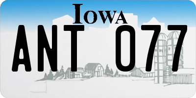 IA license plate ANT077