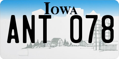 IA license plate ANT078