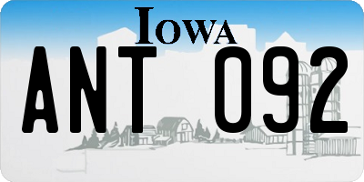 IA license plate ANT092