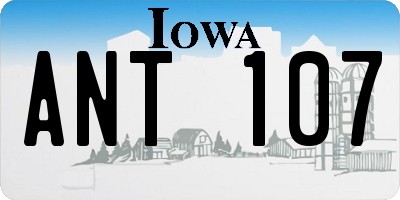 IA license plate ANT107