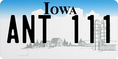 IA license plate ANT111