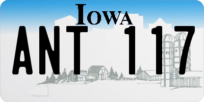IA license plate ANT117