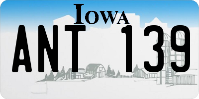 IA license plate ANT139