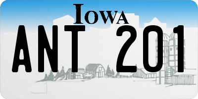 IA license plate ANT201