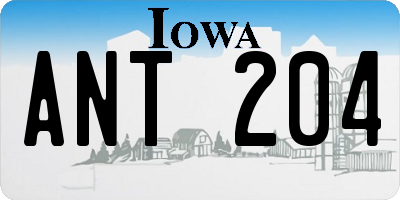 IA license plate ANT204