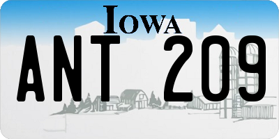 IA license plate ANT209