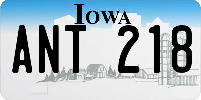 IA license plate ANT218
