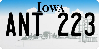 IA license plate ANT223